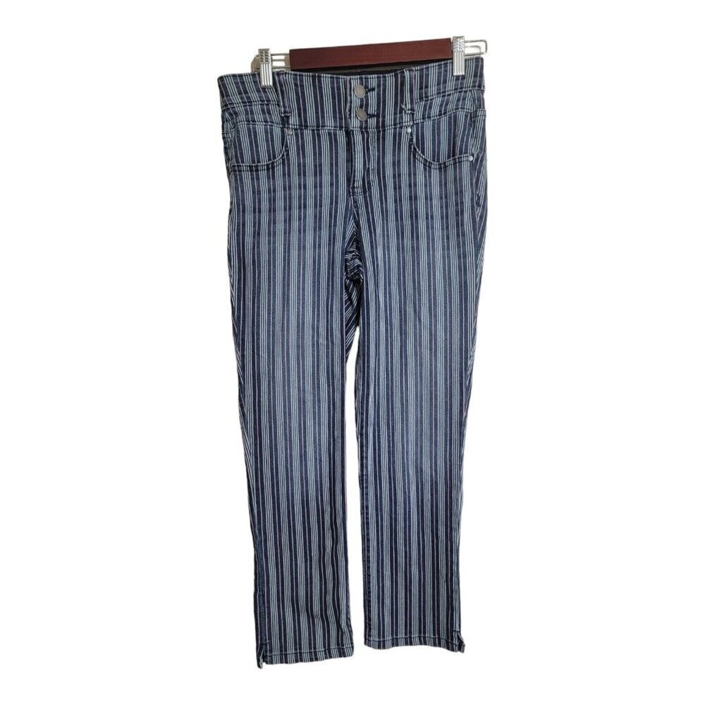Vintage X America Jean Women 27 Blue FAB BETTY CROP Stripe Denim Distress Disco